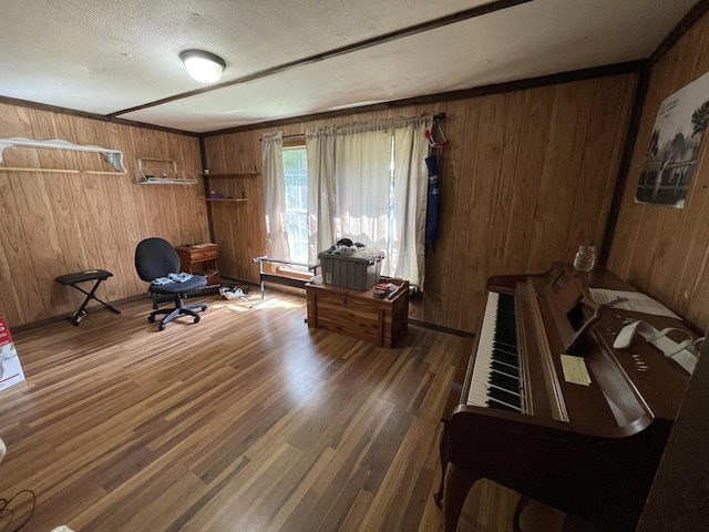 3406 Lowes Gap Rd, Pikeville, TN 37367 - office featuring wooden walls, wood finished floors, and a textured ceiling