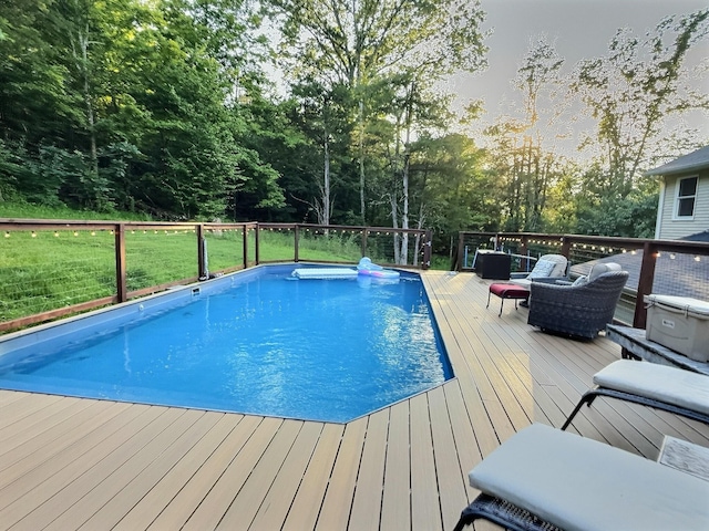 4417 Jackson Hollow Rd, Franklin, TN 37064 - view of swimming pool with a wooden deck and a yard