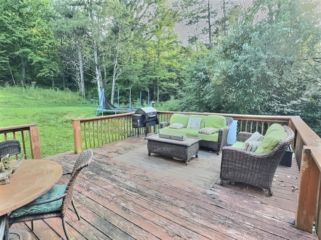 4417 Jackson Hollow Rd, Franklin, TN 37064 - wooden terrace with grilling area, an outdoor living space, and a lawn