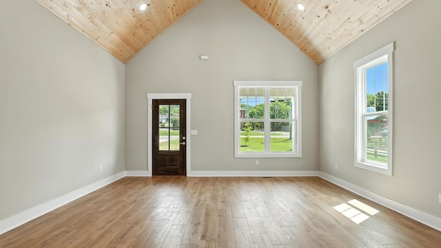 570 Main St S, Ashland City, TN 37015 - foyer entrance with plenty of natural light, hardwood / wood-style floors, high vaulted ceiling, and wooden ceiling