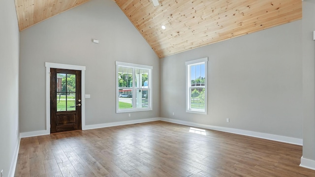 570 Main St S, Ashland City, TN 37015 - foyer entrance featuring hardwood / wood-style flooring, high vaulted ceiling, and wooden ceiling