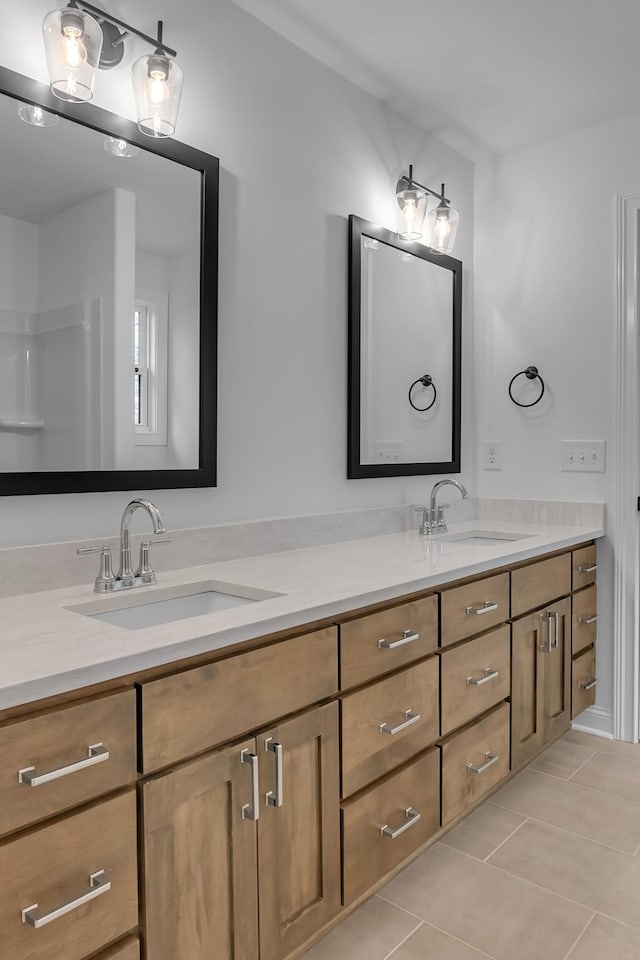 418 Stonemeadow Rd, Clarksville, TN 37043 - bathroom featuring double vanity and tile patterned flooring