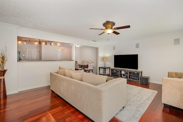 4817 Laura Jeanne Blvd, Murfreesboro, TN 37129 - living room with a ceiling fan, dark wood finished floors, and ornamental molding
