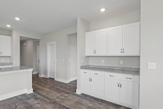 15 Aurora Cir, Fayetteville, TN 37334 - kitchen featuring white cabinetry, light stone countertops, dark wood-type flooring, and recessed lighting