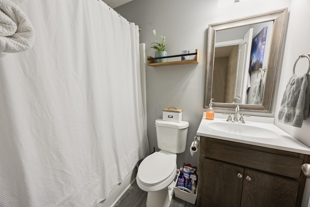 332 Riddle Ln, Estill Springs, TN 37330 - full bathroom with vanity, curtained shower, and wood finished floors