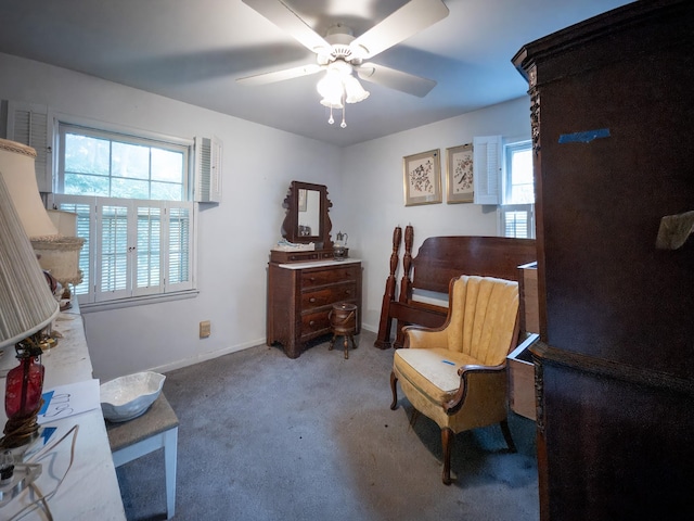 204 Fisher Ave, Carthage, TN 37030 - living area with carpet and a ceiling fan