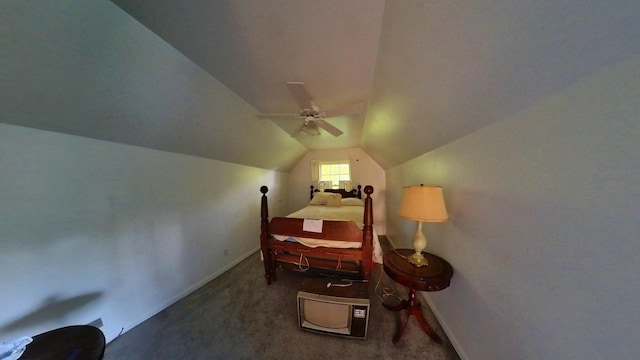 204 Fisher Ave, Carthage, TN 37030 - bedroom with vaulted ceiling, carpet flooring, and a ceiling fan