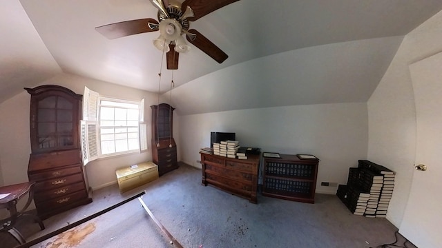 204 Fisher Ave, Carthage, TN 37030 - carpeted bedroom with lofted ceiling and a ceiling fan