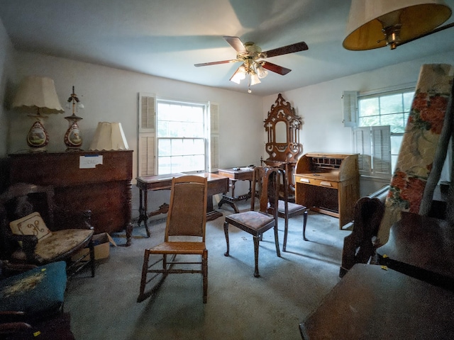 204 Fisher Ave, Carthage, TN 37030 - dining space featuring carpet floors and ceiling fan
