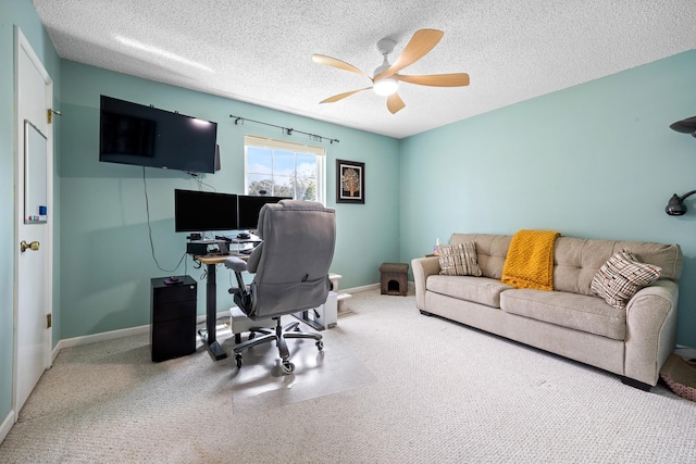 3506 New Windsor Ct, Antioch, TN 37013 - office with a ceiling fan, carpet floors, and a textured ceiling