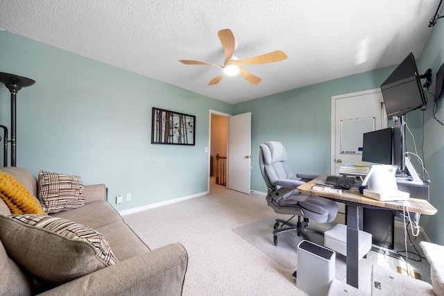 3506 New Windsor Ct, Antioch, TN 37013 - home office with ceiling fan, carpet, and a textured ceiling