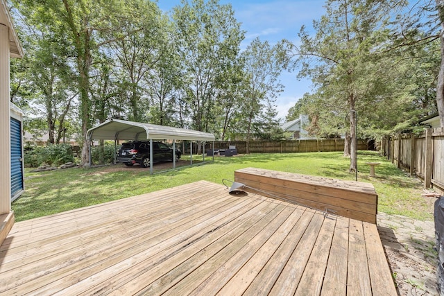 3506 New Windsor Ct, Antioch, TN 37013 - wooden deck featuring a fenced backyard and a detached carport