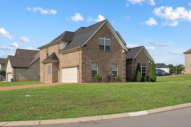 1412 Wrangler Ln, Smyrna, TN 37167 - traditional home with brick siding, an attached garage, roof with shingles, a front yard, and driveway