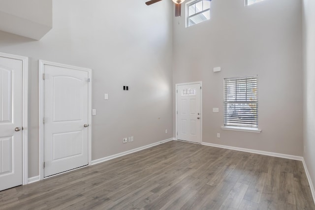215 Ruth Way, Spring Hill, TN 37174 - entrance foyer with a high ceiling, ceiling fan, and wood finished floors