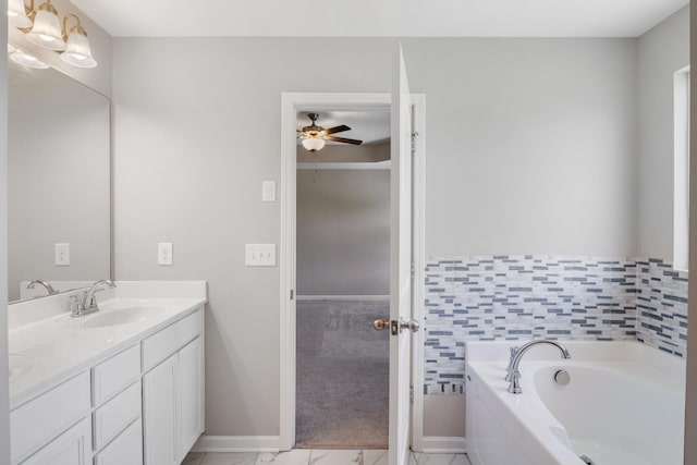 215 Ruth Way, Spring Hill, TN 37174 - full bathroom with double vanity, a ceiling fan, and a bath