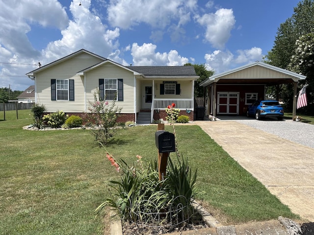 109 Saint Margarett Cir, Columbia, TN 38401 - view of front of property with driveway, covered porch, a front yard, and a carport