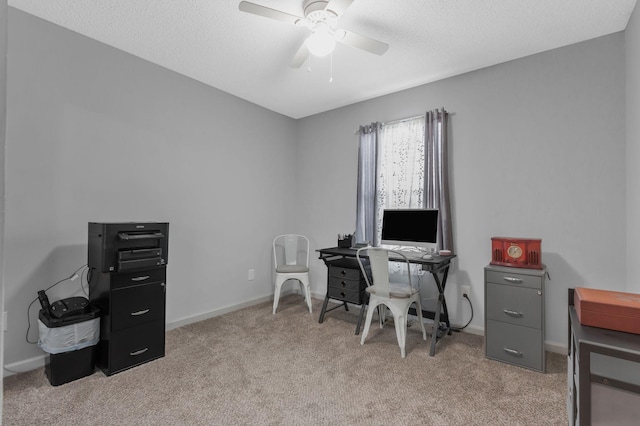 109 Saint Margarett Cir, Columbia, TN 38401 - home office featuring light carpet, ceiling fan, and a textured ceiling