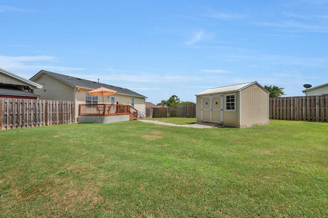 109 Saint Margarett Cir, Columbia, TN 38401 - fenced backyard featuring a storage shed and a wooden deck