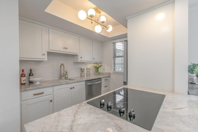 1002 E Northfield Blvd Unit A102, Murfreesboro, TN 37130 - kitchen with black electric stovetop, dishwasher, a raised ceiling, tasteful backsplash, and white cabinets