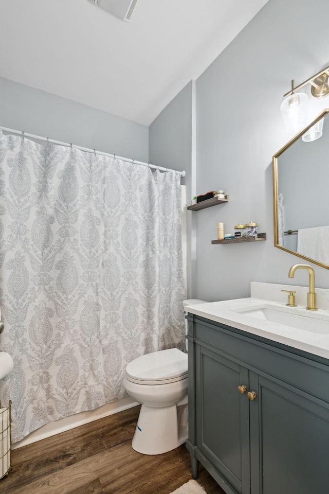163 Bland Dr, Mount Juliet, TN 37122 - full bath featuring vanity, wood finished floors, and a shower with curtain