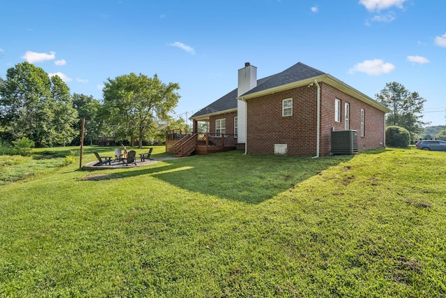 163 Bland Dr, Mount Juliet, TN 37122 - view of green lawn with an outdoor fire pit and a deck