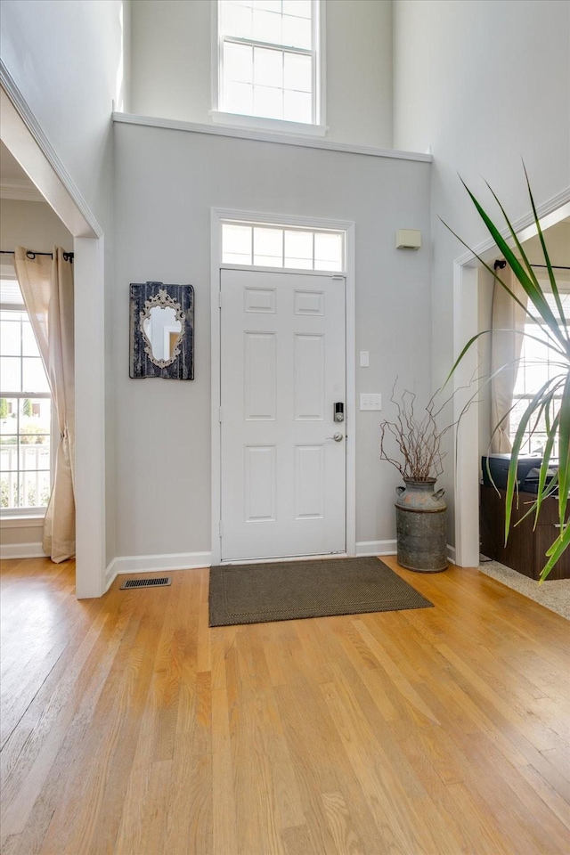 1301 Saybrook Xing, Thompsons Station, TN 37179 - foyer entrance featuring light wood-style flooring, a high ceiling, and plenty of natural light