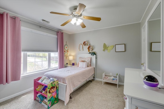 1301 Saybrook Xing, Thompsons Station, TN 37179 - bedroom featuring light carpet, a ceiling fan, and ornamental molding