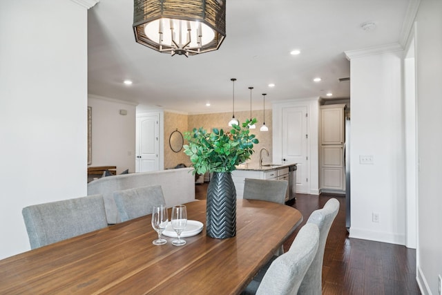 6000 Keats St Unit 202, Franklin, TN 37064 - dining space with recessed lighting, dark wood-style flooring, and crown molding