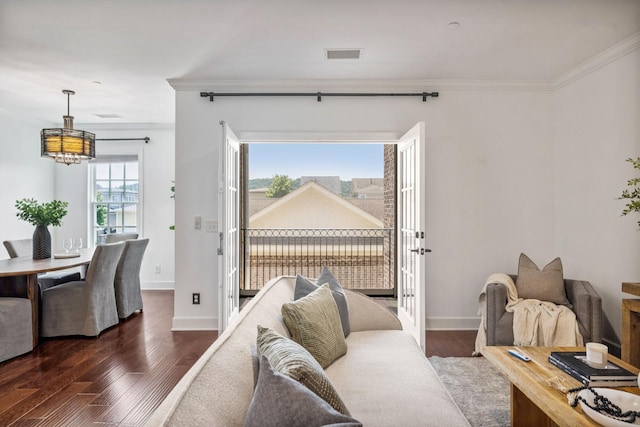 6000 Keats St Unit 202, Franklin, TN 37064 - living room featuring ornamental molding and wood finished floors