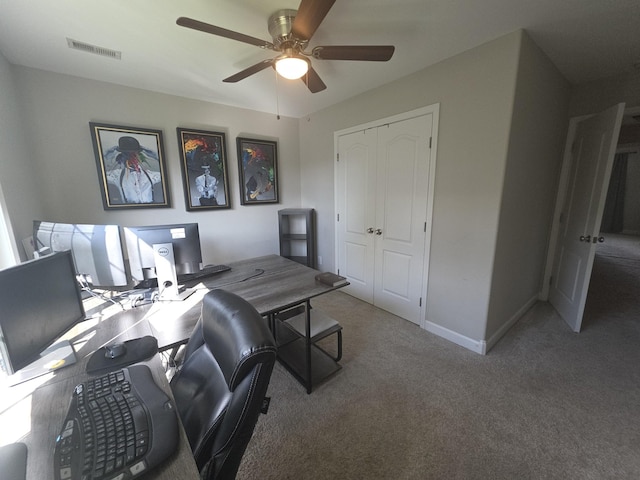 1215 Chapmans Retreat Dr, Spring Hill, TN 37174 - carpeted home office with a ceiling fan and baseboards