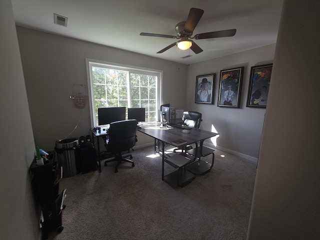 1215 Chapmans Retreat Dr, Spring Hill, TN 37174 - office area featuring carpet and ceiling fan