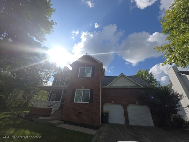 1215 Chapmans Retreat Dr, Spring Hill, TN 37174 - view of front of home featuring brick siding, a porch, crawl space, concrete driveway, and a garage