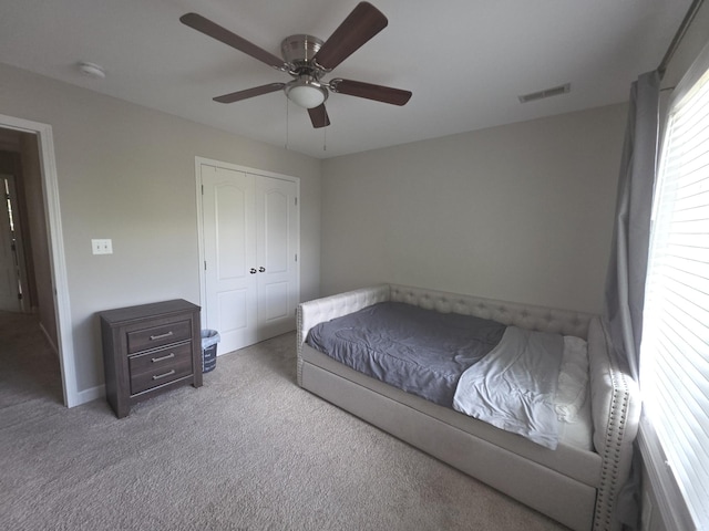 1215 Chapmans Retreat Dr, Spring Hill, TN 37174 - bedroom with carpet floors, ceiling fan, and a closet