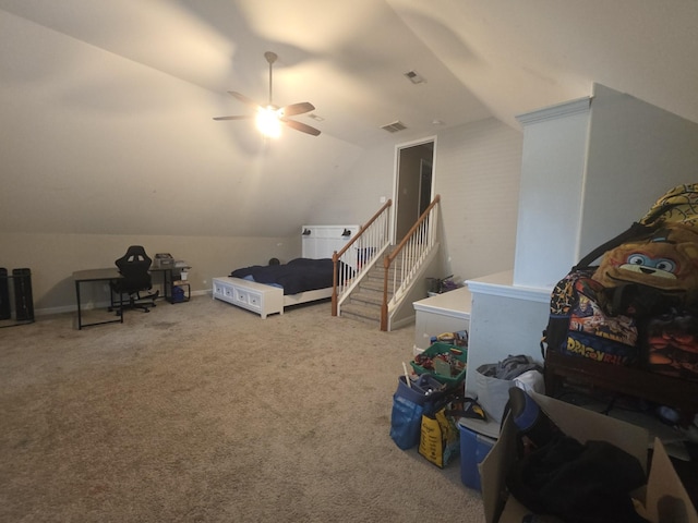 1215 Chapmans Retreat Dr, Spring Hill, TN 37174 - carpeted bedroom featuring lofted ceiling and a ceiling fan