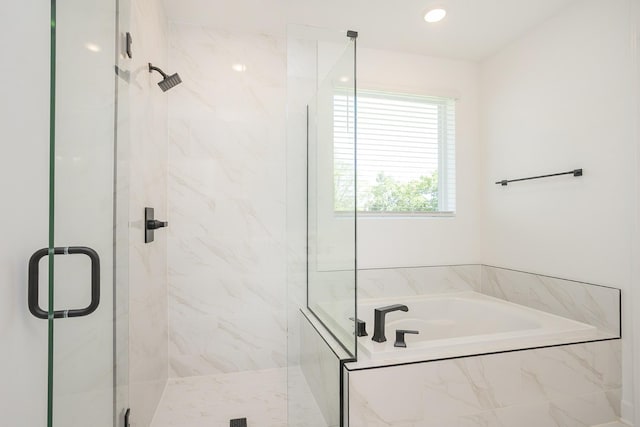 137 W Cassa Way, Mount Juliet, TN 37122 - bathroom featuring a garden tub and a marble finish shower