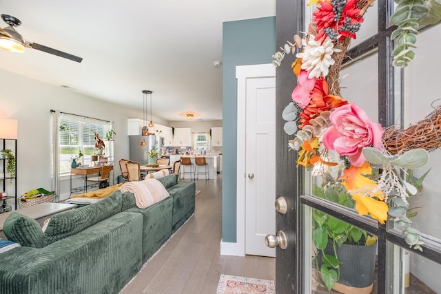 252 Caroline Dr Unit A, Murfreesboro, TN 37128 - living room with ceiling fan and light wood-style floors