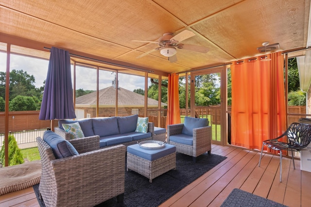 3351 Oak Burr Dr, Chattanooga, TN 37419 - sunroom / solarium featuring ceiling fan and outdoor lounge area