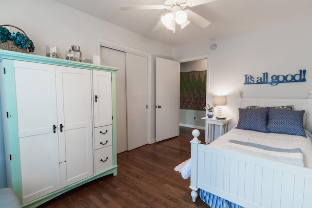 818 W Clark Blvd, Murfreesboro, TN 37129 - bedroom with dark wood finished floors, a closet, and ceiling fan
