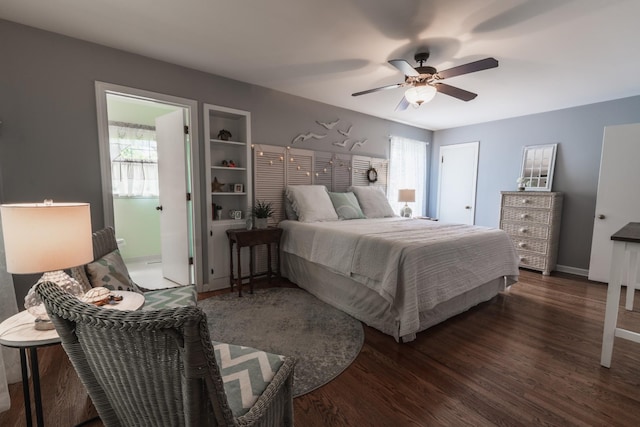 818 W Clark Blvd, Murfreesboro, TN 37129 - bedroom featuring wood finished floors, a ceiling fan, and connected bathroom