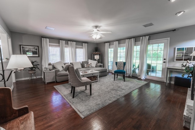 818 W Clark Blvd, Murfreesboro, TN 37129 - living room with a ceiling fan and dark wood finished floors