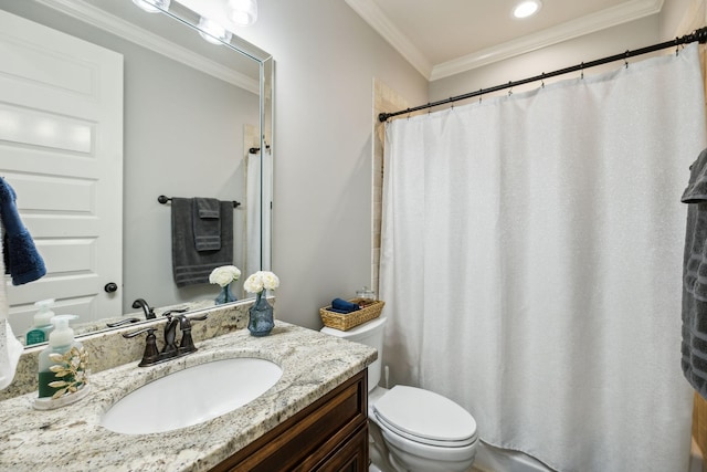 1300 Stovall Ln, Mount Juliet, TN 37122 - bathroom with vanity, ornamental molding, and curtained shower