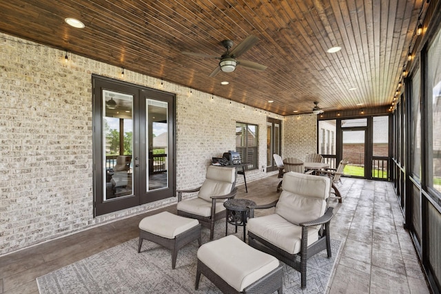 1300 Stovall Ln, Mount Juliet, TN 37122 - sunroom with a ceiling fan and french doors