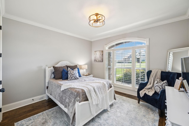 1300 Stovall Ln, Mount Juliet, TN 37122 - bedroom featuring crown molding, wood finished floors, and a chandelier