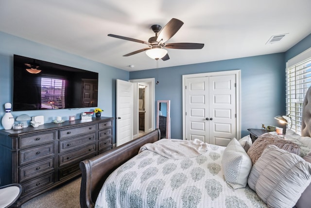 1300 Stovall Ln, Mount Juliet, TN 37122 - bedroom with a closet, carpet floors, and ceiling fan