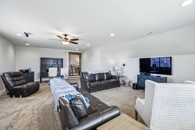 1300 Stovall Ln, Mount Juliet, TN 37122 - living room featuring carpet flooring, recessed lighting, and a ceiling fan