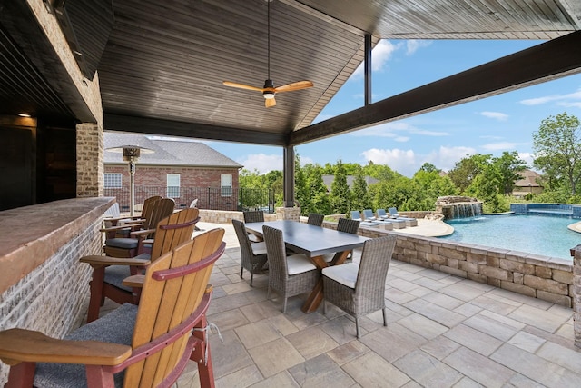 1300 Stovall Ln, Mount Juliet, TN 37122 - view of patio with an outdoor pool, ceiling fan, and outdoor dining area