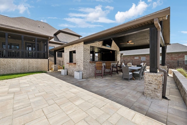1300 Stovall Ln, Mount Juliet, TN 37122 - view of patio featuring ceiling fan, a sunroom, and outdoor dining space