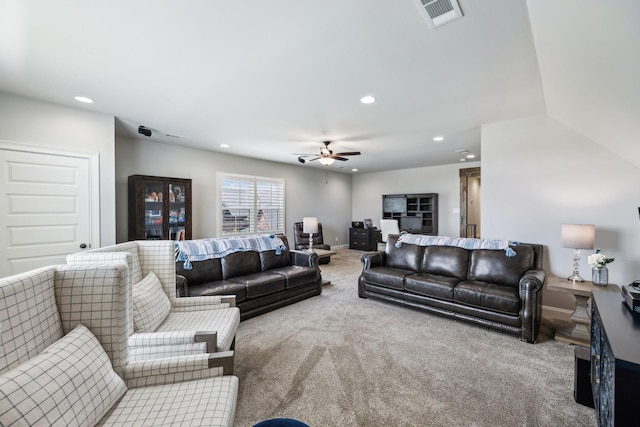 1300 Stovall Ln, Mount Juliet, TN 37122 - carpeted living room featuring recessed lighting and a ceiling fan