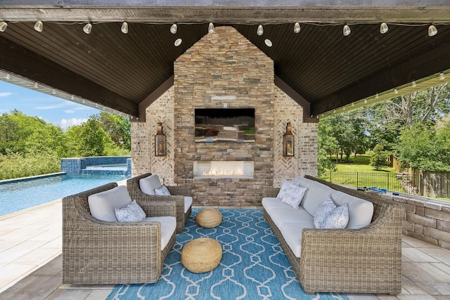 1300 Stovall Ln, Mount Juliet, TN 37122 - view of patio / terrace featuring an outdoor living space with a fireplace and a pool with connected hot tub