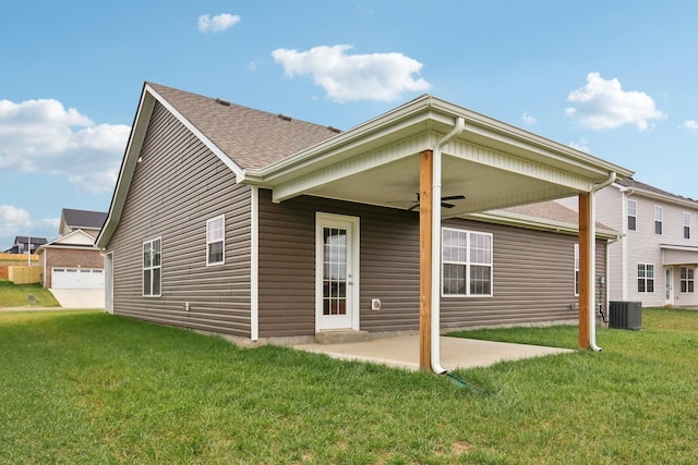146 Irish Hls, Clarksville, TN 37042 - rear view of house featuring ceiling fan, a yard, a patio, and a shingled roof